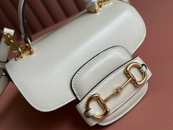 Borsa Gucci Horsebit in pelle bianca 239812