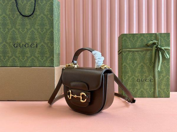 Borsa Gucci Horsebit in pelle marrone 239817