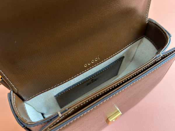 Borsa Gucci Horsebit in pelle marrone 239817