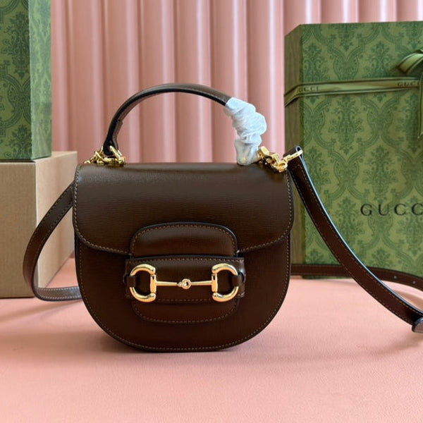Borsa Gucci Horsebit in pelle marrone 239817