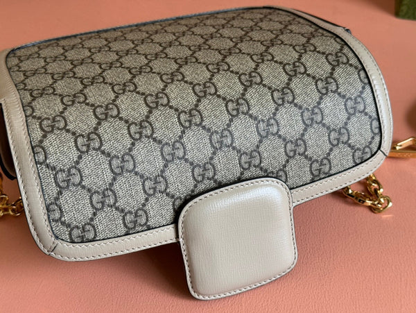 Borsa Gucci Horsebit 1995 in tela beige mix ebano 244275