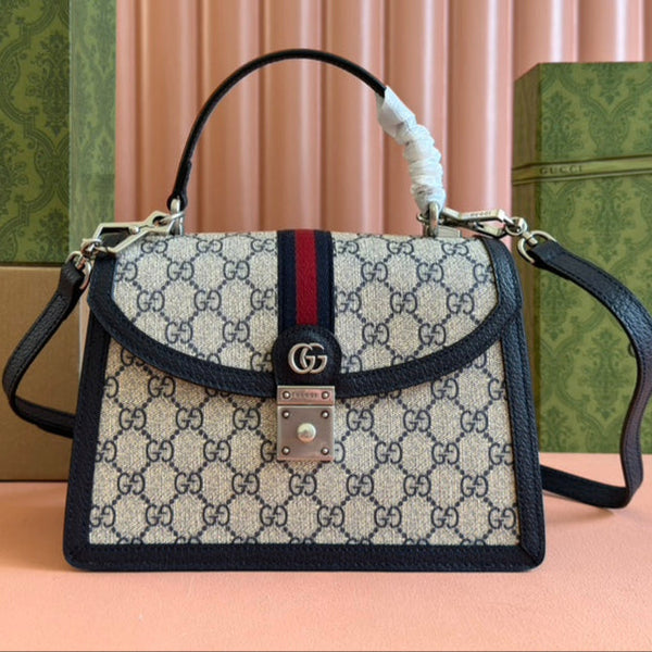 Borsa Gucci Ophidia 25cm in tela nera ebano e pelle 248493