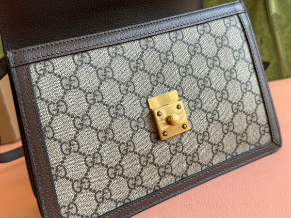 Gucci Ophidia 25cm Bag Ebony Brown Canvas Leather 248495