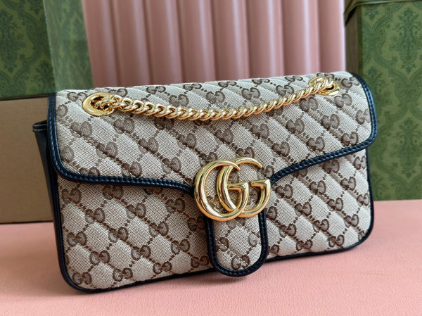 Gucci Marmont Bag 26 Beige mix Brown Canvas 240072