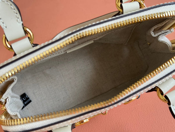 GG Horsebit 1955 Small Top Handle Bag Beige & Dark Brown GG Monogram Fabric 272172