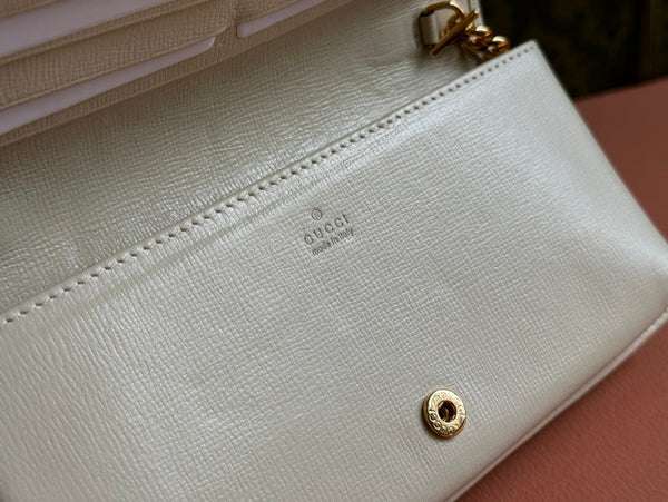 PORTAFOGLIO HORSEBIT 1955 IN TELA BEIGE EBANO MIX PELLE DI VITELLO BIANCA CATENA ORO