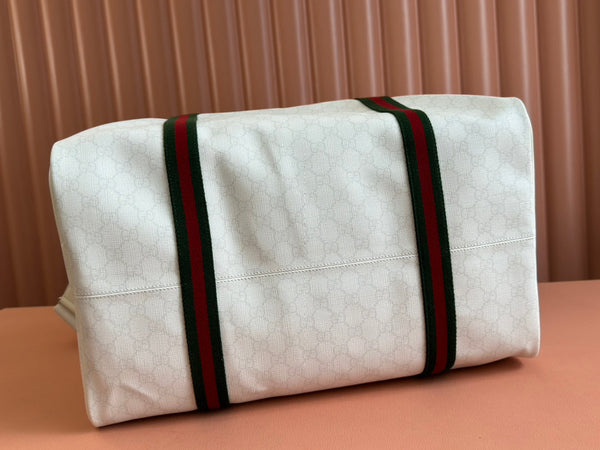 Borsa da viaggio Gucci in tela bianca e rossa 239930