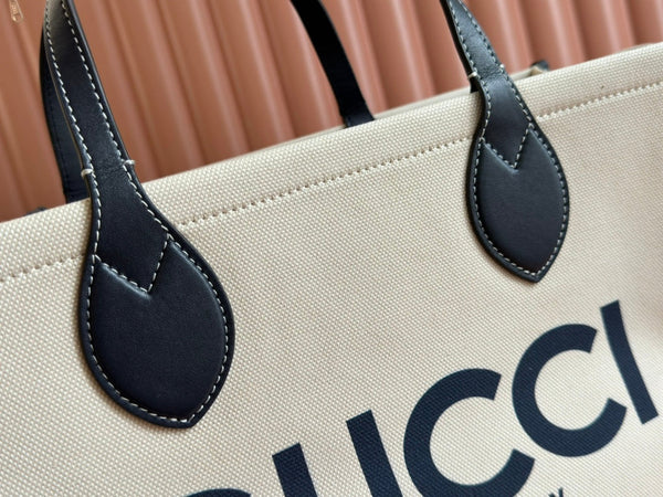 Borsa tote media Gucci in pelle blu e bianca, tela 248186