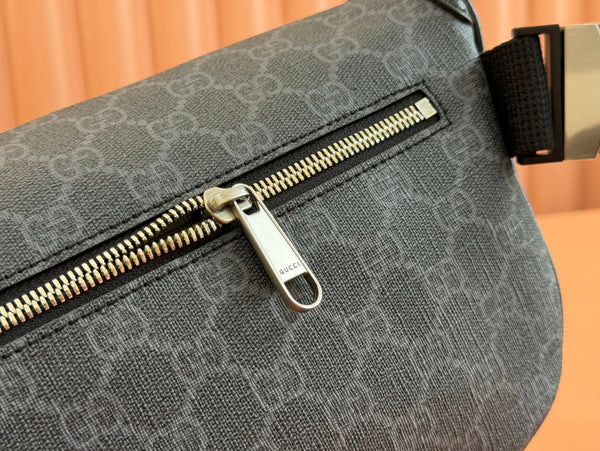 Borsa a tracolla Gucci Interlocking G in pelle nera e tela 248163