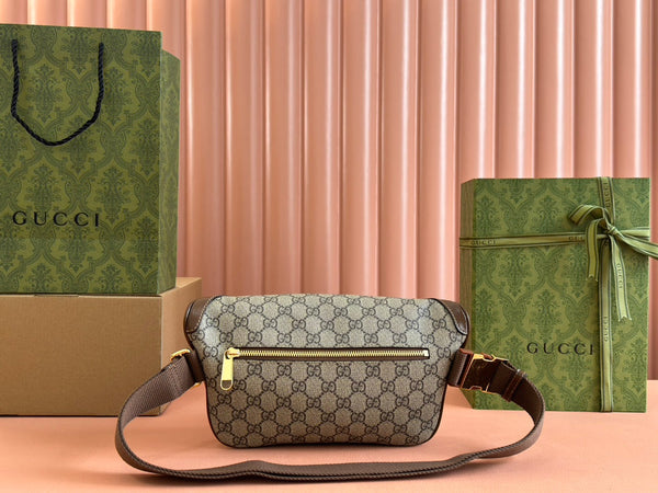 Gucci Interlocking G belt bag Brown mix Ebony Leather Canvas 248164