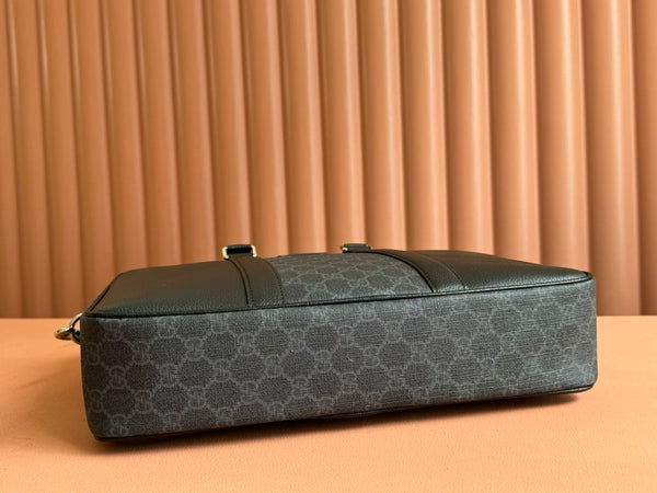 Gucci Borsa da lavoro 36,5 cm in pelle nera e tela 239949