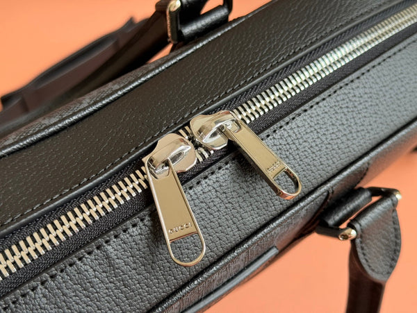 Gucci Borsa da lavoro 36,5 cm in pelle nera e tela 239949