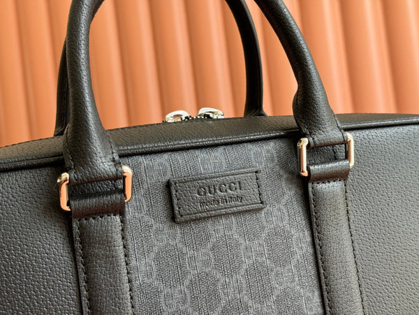 Gucci Borsa da lavoro 36,5 cm in pelle nera e tela 239949