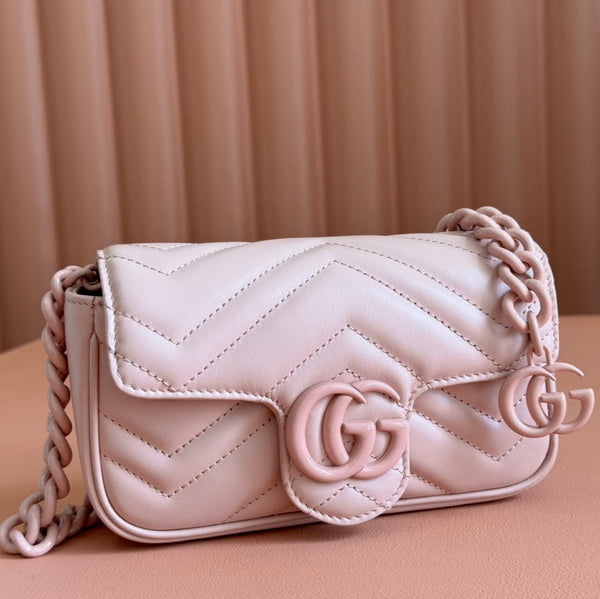 Borsa Gucci GG Marmont 16.5 in pelle di vitello rosa 248346
