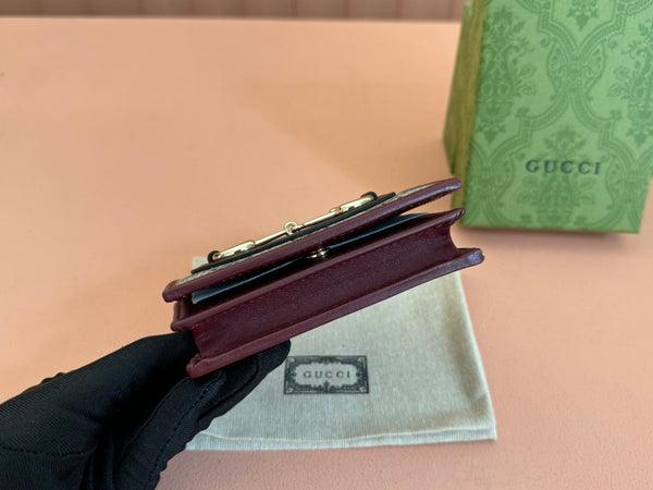 Gucci Horsebit 1995 Wallet Beige mix Rosso Ancora red Canvas 244277