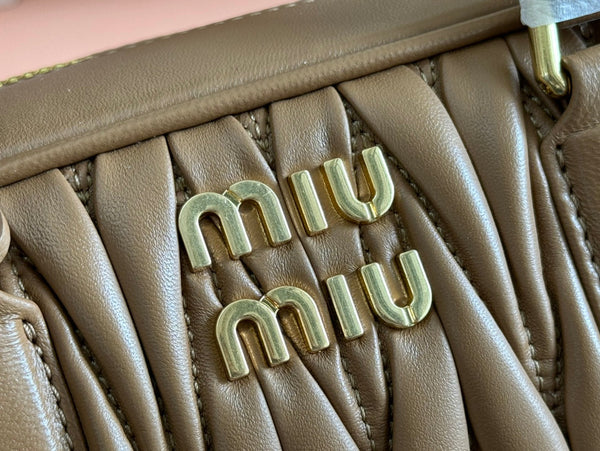 ARCADIE MATELASSÉ BAG 27 IN SEPIA BROWN CALFSKIN GOLD HARDWARE