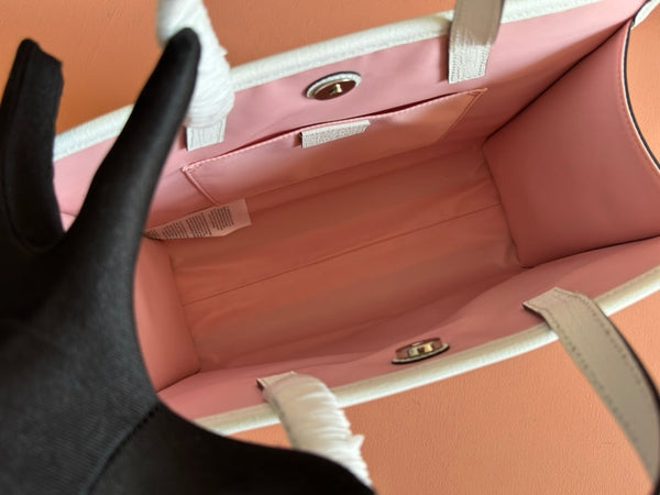 Borsa tote Gucci con stampa gatto in tela bianca e beige 231241