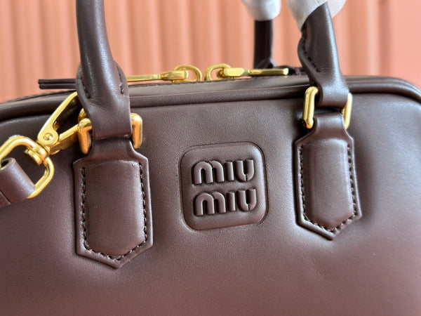 Borsa Miu Miu 19 Arcadia Chocolate in pelle Briarwood 239711
