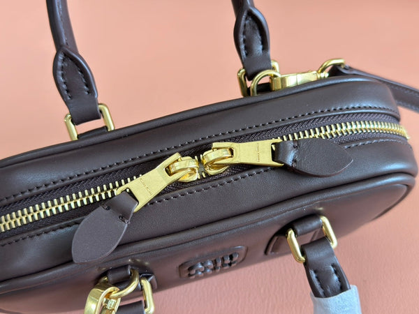 Borsa Miu Miu 19 Arcadia Chocolate in pelle Briarwood 239711