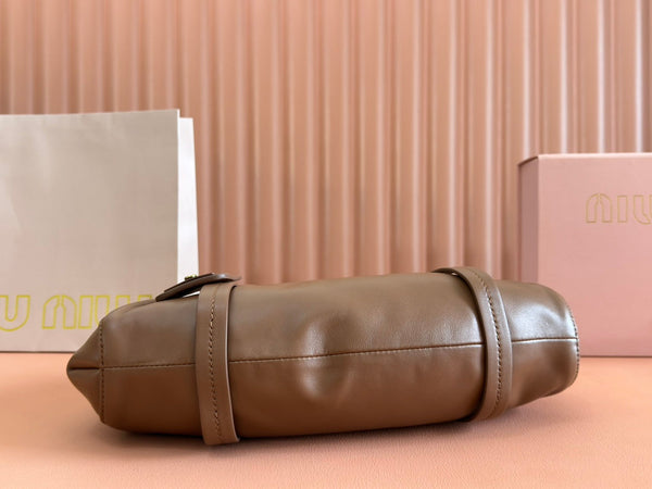 JOIE HAND BAG 32 IN BRUNETTE BROWN SHINY LAMBSKIN