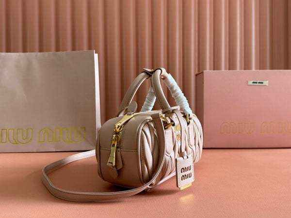 BORSA TRAPUNTATA ARCADIE 22 IN PELLE DI AGNELLO BEIGE MISCHKA