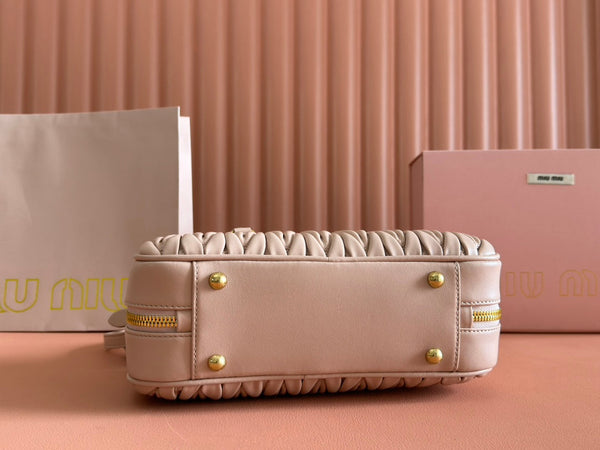 BORSA TRAPUNTATA ARCADIE 27 IN PELLE DI AGNELLO BEIGE MISCHKA