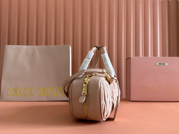 BORSA TRAPUNTATA ARCADIE 27 IN PELLE DI AGNELLO BEIGE MISCHKA