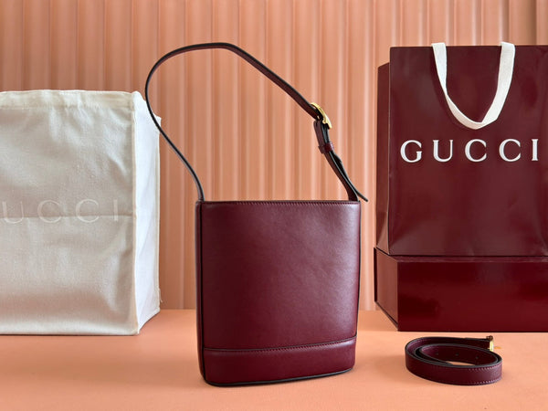 Gucci 73 Mini Bucket Bag Rosso Ancora Red Smooth Leather 239681