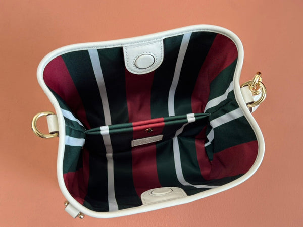 Borsa Gucci Ophidia 20,5 cm in tela beige bianca 239673