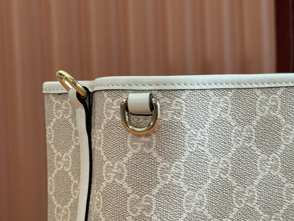 Borsa Gucci Ophidia 20,5 cm in tela beige bianca 239673