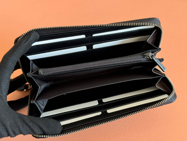 Gucci Zipper Wallet Black Embossed 248406