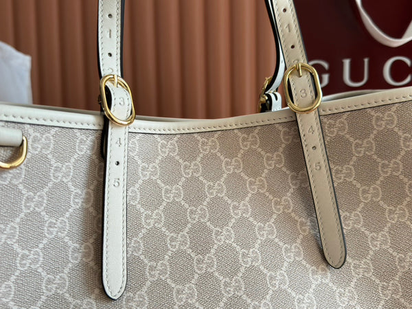 Gucci Ophidia 38cm Bag Beige White Canvas 244550