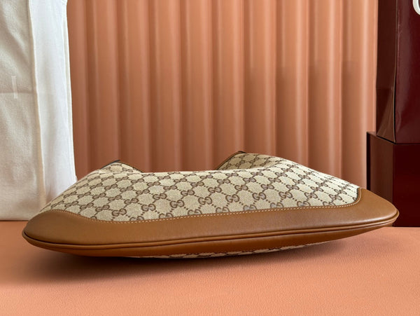 Gucci Body Double Lock Handbag Brown mix Beige Canvas Leather 244513