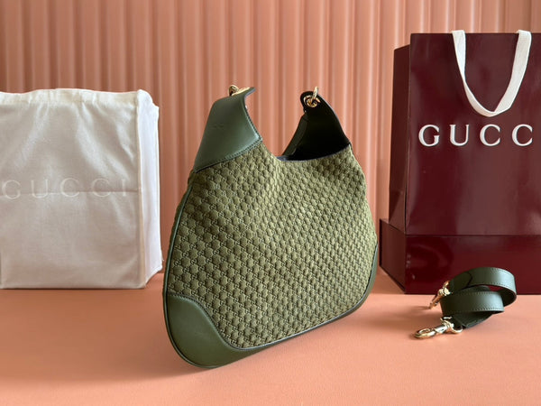 Borsa a mano Gucci Body Double Lock in pelle goffrata verde velluto 244511