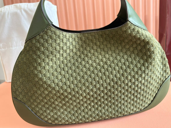 Borsa a mano Gucci Body Double Lock in pelle goffrata verde velluto 244511
