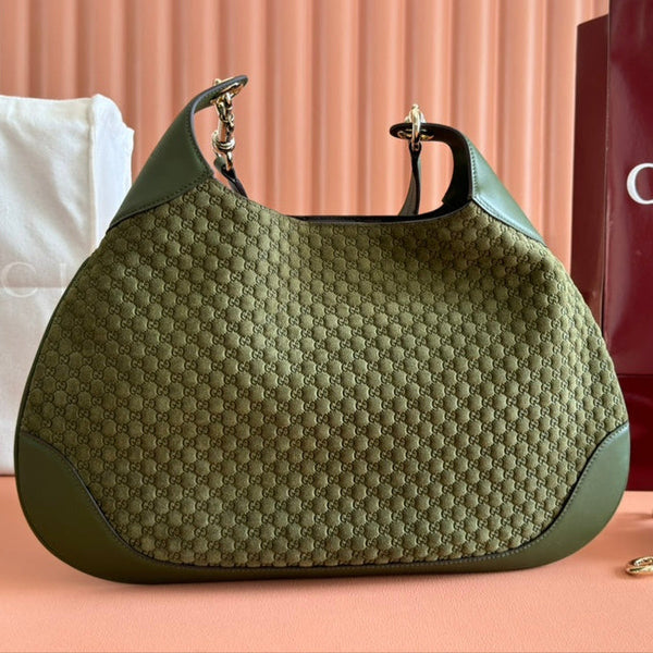 Borsa a mano Gucci Body Double Lock in pelle goffrata verde velluto 244511