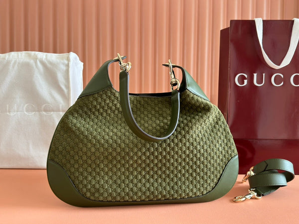 Borsa a mano Gucci Body Double Lock in pelle goffrata verde velluto 244511