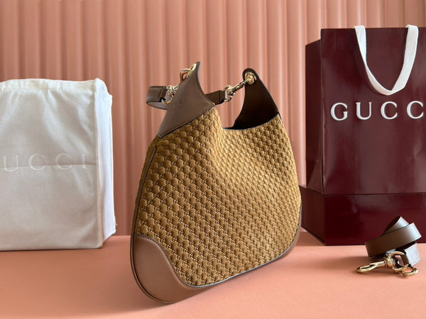 Borsa a mano Gucci Body Double Lock in pelle goffrata marrone velluto 244512