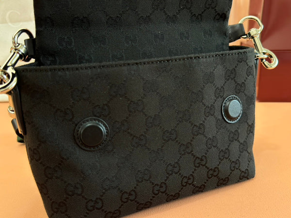Gucci Bag Black Canvas Leather 248452