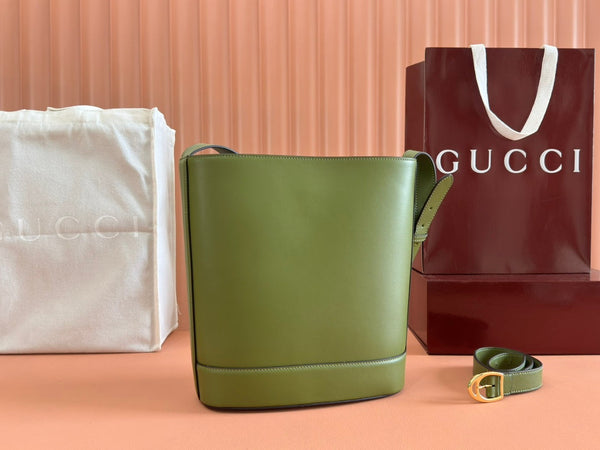 Gucci 73 Mini 27.5cm Bucket Bag Green Smooth Leather 244437