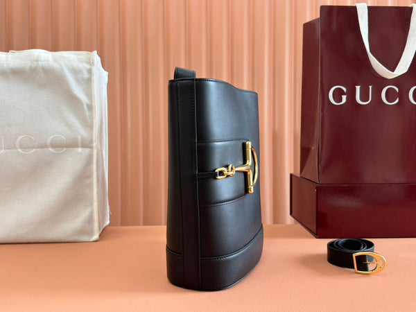 Gucci 73 Mini 27.5cm Bucket Bag Black Smooth Leather 244433