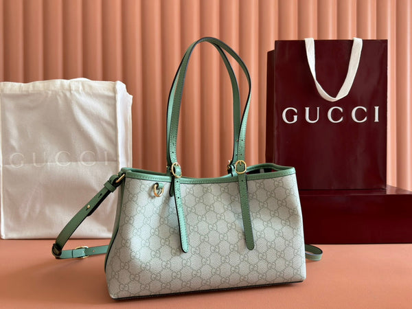 Gucci Ophidia 31cm Bag Green Canvas 244368