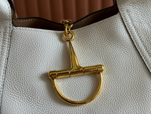 Borsa Gucci Solfbit 27.5 in pelle di vitello bianca 244323