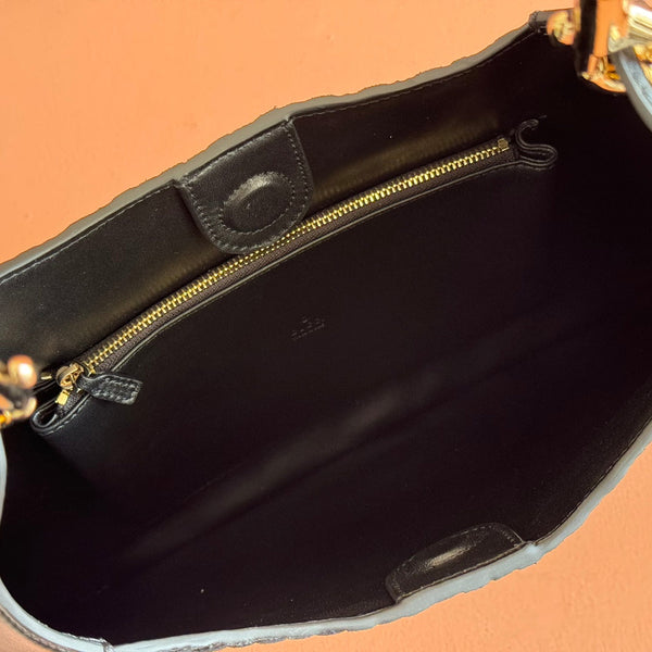 Borsa a mano Gucci Body Double Lock in velluto nero e pelle goffrata 248133