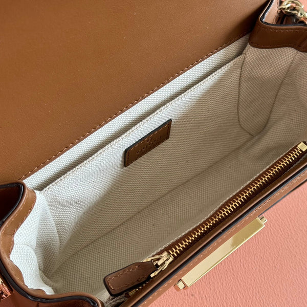 Gucci GO Small Shoulder Bag Brown mix Ebony Leather Canvas 248115