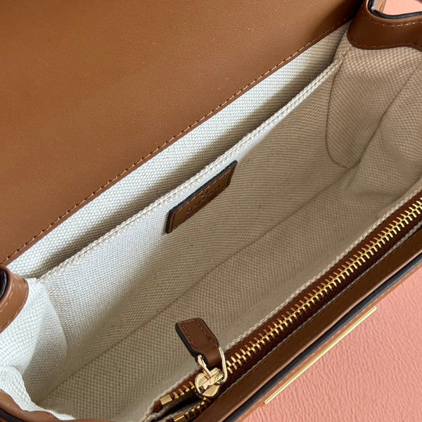 Gucci GO Small Shoulder Bag Brown mix Blue Leather Canvas 248117