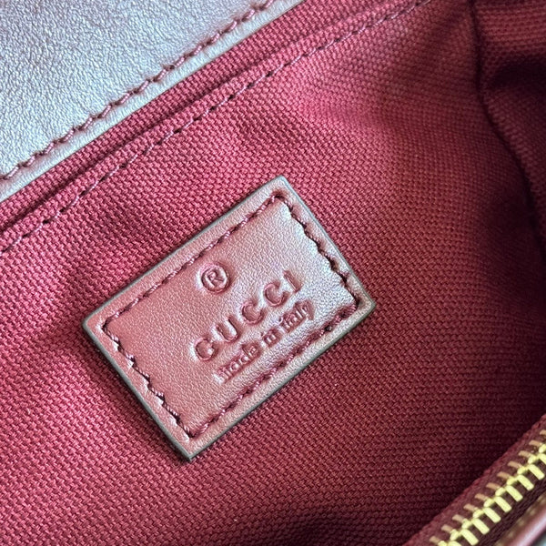 Gucci GO Small Shoulder Bag Burgundy Leather Canvas 248114