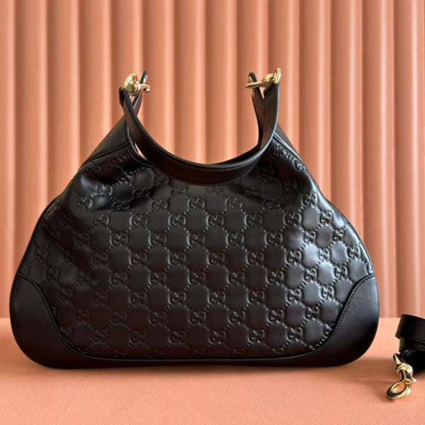 Borsa a mano Gucci Body Double Lock in pelle goffrata nera 248137