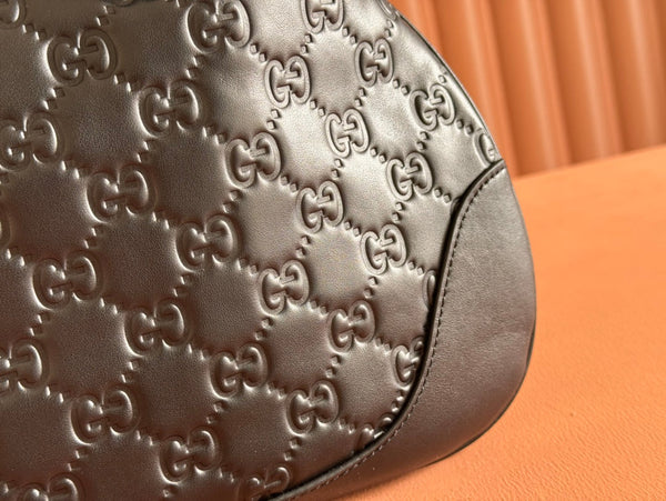 Borsa a mano Gucci Body Double Lock in pelle goffrata nera 248137