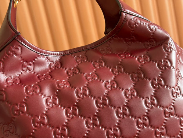 Gucci Body Double Lock Handbag Rosso Ancora Red Embossed Leather 248136